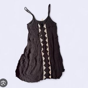 Mudd Vintage Chiffon Dress White  Lace Accents Adjustable Straps Blk Medium